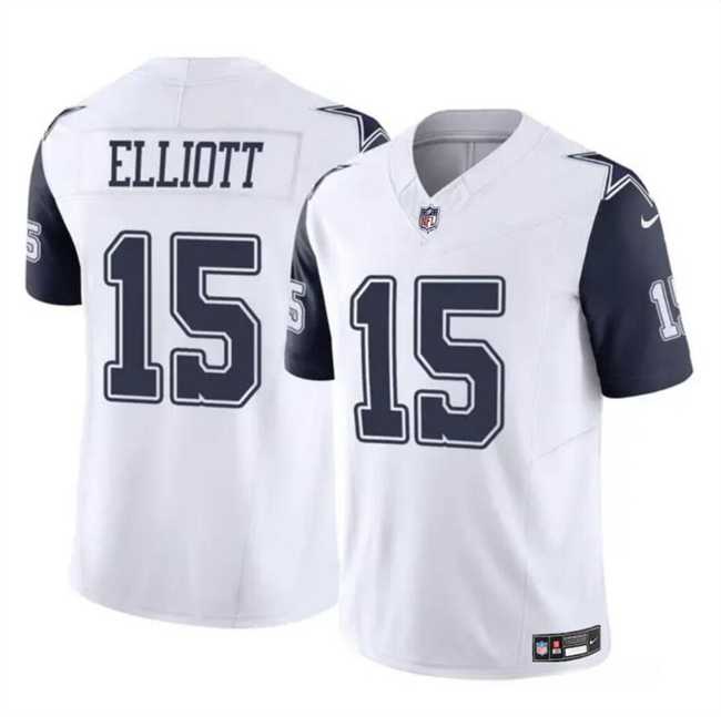 Men & Women & Youth Dallas Cowboys #15 Ezekiel Elliott White 2023 F.U.S.E Color Rush Limited Stitched Jersey->dallas cowboys->NFL Jersey